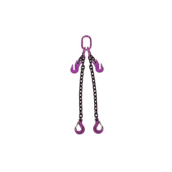 3/4" x 15' - Adjustable 2 Leg Chain Sling w/ Sling Hooks - Grade 100